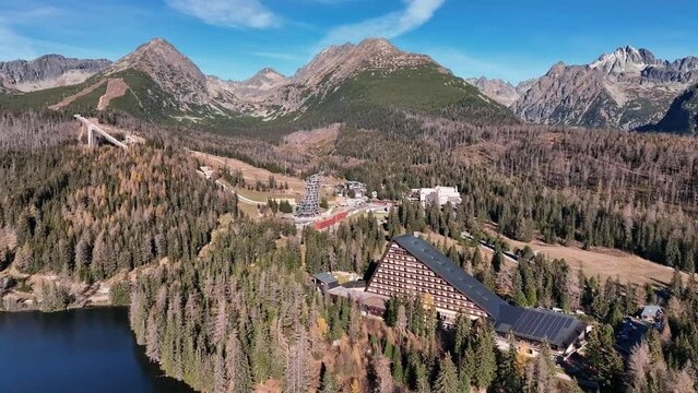 View of the ski resort Strbske pleso in Slovakia