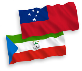 Flags of Independent State of Samoa and Republic of Equatorial Guinea on a white background