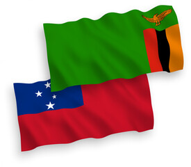 Flags of Independent State of Samoa and Republic of Zambia on a white background