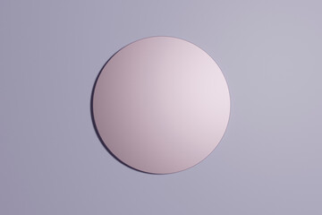 Realistic 3d rendering platform for product display on violet pastel background. Top view.