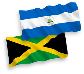 Flags of Nicaragua and Jamaica on a white background