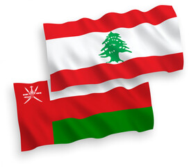 Flags of Sultanate of Oman and Lebanon on a white background