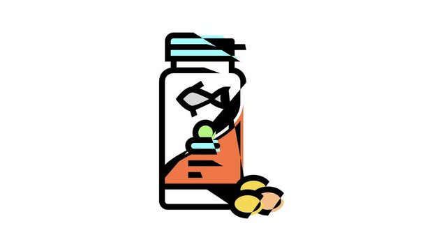 salmon omega3 oil color icon animation