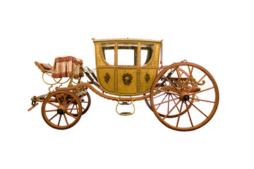 Ancient horse drawn carriage isolated - 550632549