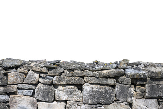 Old ancient stone wall isolated
