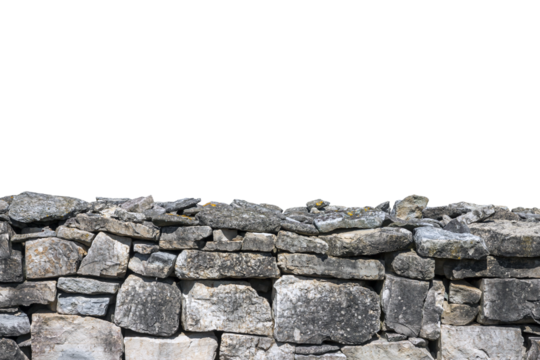 Old ancient stone wall isolated