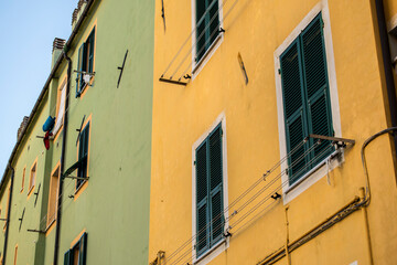 Fototapeta na wymiar Colorful italian houses in Liguria, Italy, Europe