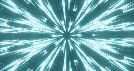 Render with white and blue glowing converging lines