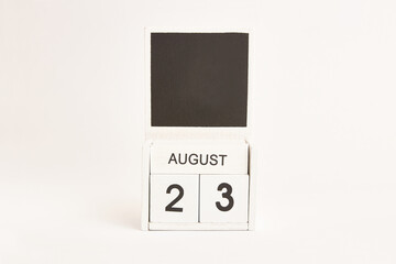 Calendar with the date August 23 and a place for designers. Illustration for an event of a certain date.