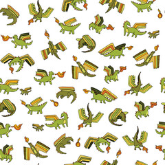 Dragon animal vector seamless pattern.
