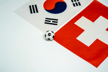 South Korea vs Switzerland, Football match with national flags