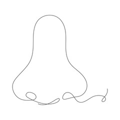 Nose line continuous drawn. Vector illustration isolated on white.