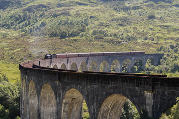 Jacobite Train going over the Glenfinnan viaduct