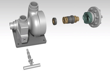 High pressure booster pump cross section 3D illustration