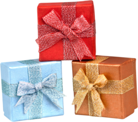 Cute gift boxes on white background