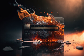 burning credit card - obrazy, fototapety, plakaty