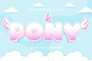 pony tail lettering 3d editable text effect font style template cute background design