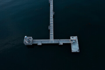 Aerial view to bridge of Burgas at sunset	