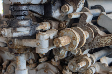 A close-up view of a part of an old printing machine