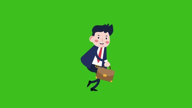 cute businessman character walking animation.