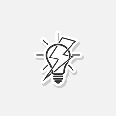 Fototapeta na wymiar Light bulb and lightning bolt logo design sticker