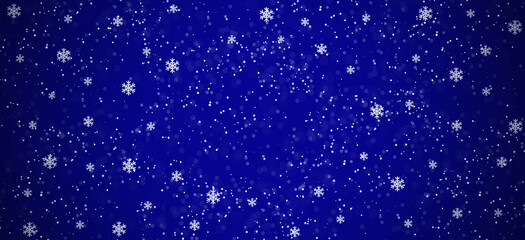 Christmas snowy winter design. Snow blue background.  Blurred background