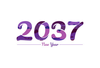 Modern 2037 new year typography design, new year 2037 logo
