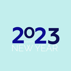 2023 year. Typographic date. Gold lettering