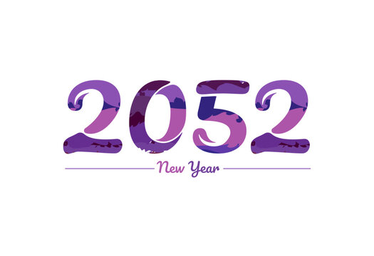 Modern 2052 new year typography design, new year 2052 logo