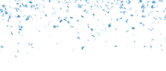 Falling snowflakes. Blurred shiny background top layer.