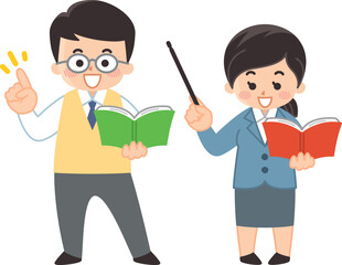 授業をする教師の男女