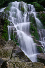 Fototapeta na wymiar Beautiful waterfall Landscape on the way to Lachen from Gantok, Sikkim, India.