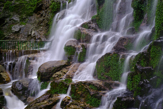 Beautiful waterfall Landscape on the way to Lachen from Gantok, Sikkim, India.