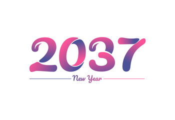Colorful gradient 2037 new year logo design, New year 2037 Images