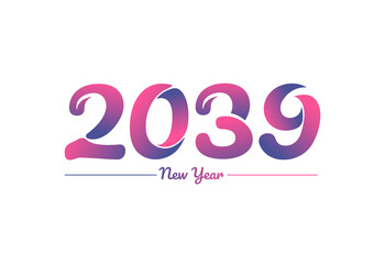 Colorful gradient 2039 new year logo design, New year 2039 Images