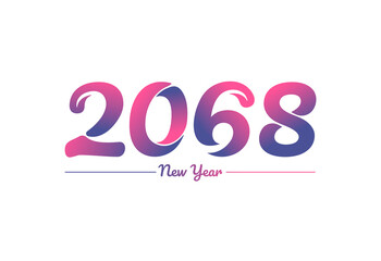 Colorful gradient 2068 new year logo design, New year 2068 Images