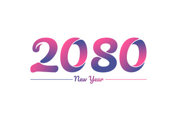Colorful gradient 2080 new year logo design, New year 2080 Images