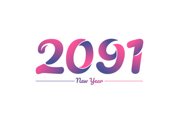 Colorful gradient 2091 new year logo design, New year 2091 Images