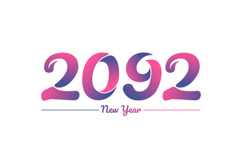 Colorful gradient 2092 new year logo design, New year 2092 Images