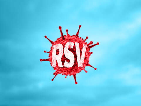 RSV Virus Covid-19 Common Cold Flu Human Baby Child Viral Care Runny Nose Cough Sneezing Fever. RSV Virus Crisis Concept 3d Illustration