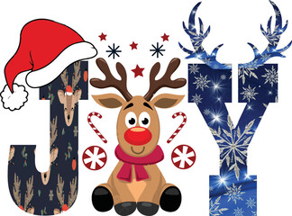 Joy Christmas Reindeer Sublimation design