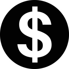 Dollar sign icon white and black . Money cash symbol 