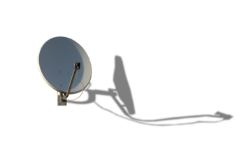 A parabolic antenna casts a shadow on the house facade.	
