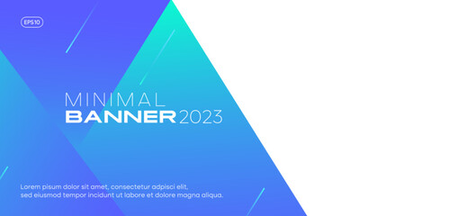 Abstract blue background. Minimal banner design template with lines gradient. Vector, 2023