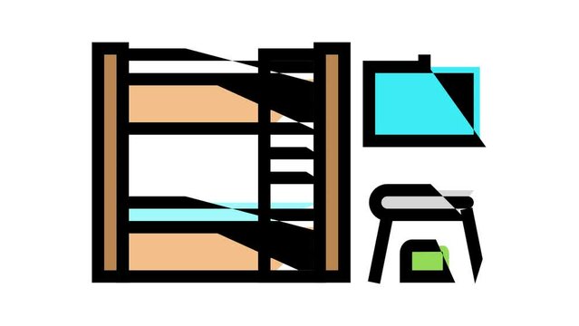kid furniture color icon animation