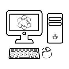 Laboratory Computer Icon In Line Style