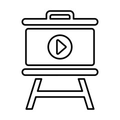 Projector Screen Video Play Icon In Line Style