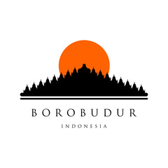 Borobudur Temple Indonesia landmark Vector illustration. Buddhist or Buddha Temple