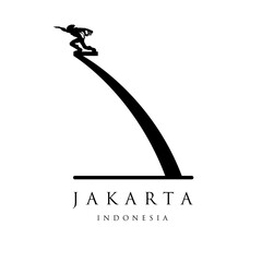 Obraz na płótnie Canvas Pancoran Monument of Jakarta Indonesia. Indonesian Landmark Statue in Indonesia Capital City, Isolated on White