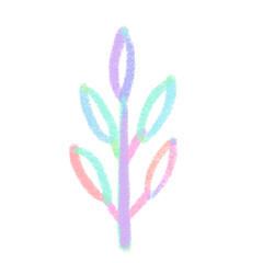 Rainbow line Leaves, signs and symbols, Hand drawn in doodle style.